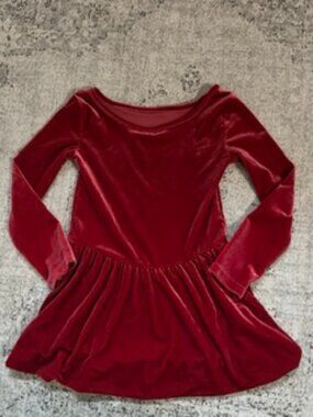 🧡3/$15 Place Red Long-Sleeve Velvet Bubble Dress Kids 5/6 S